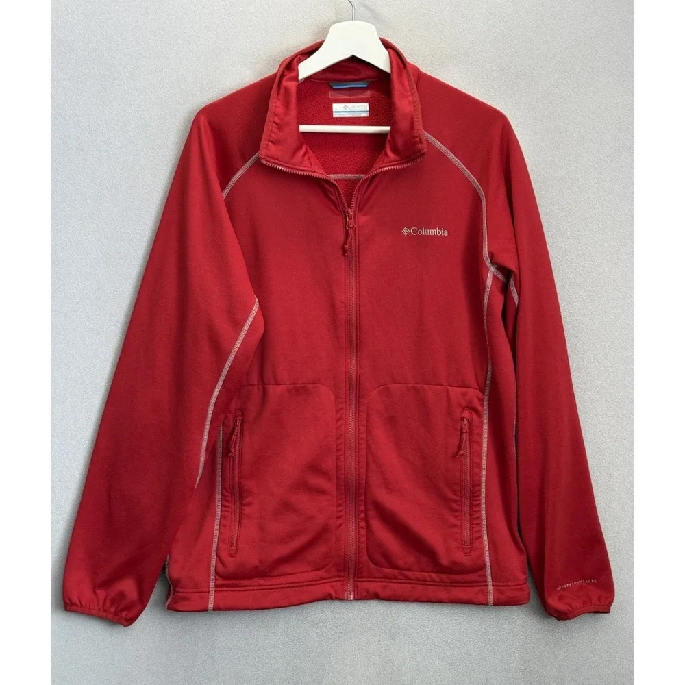 Columbia Men's‎ Sz M Red Omni-Wick Full Zip Jacket Fleece Zipper Pockets Jacket